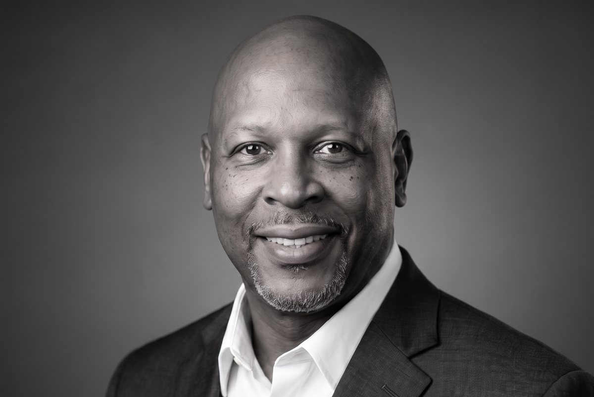 Mr. Lee, photographed in black and white.
